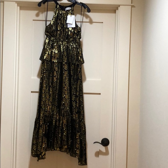 A.L.C Black and Golden Leopard Rosa midi dress - Picture 12 of 12